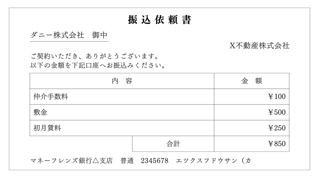 振込依頼書